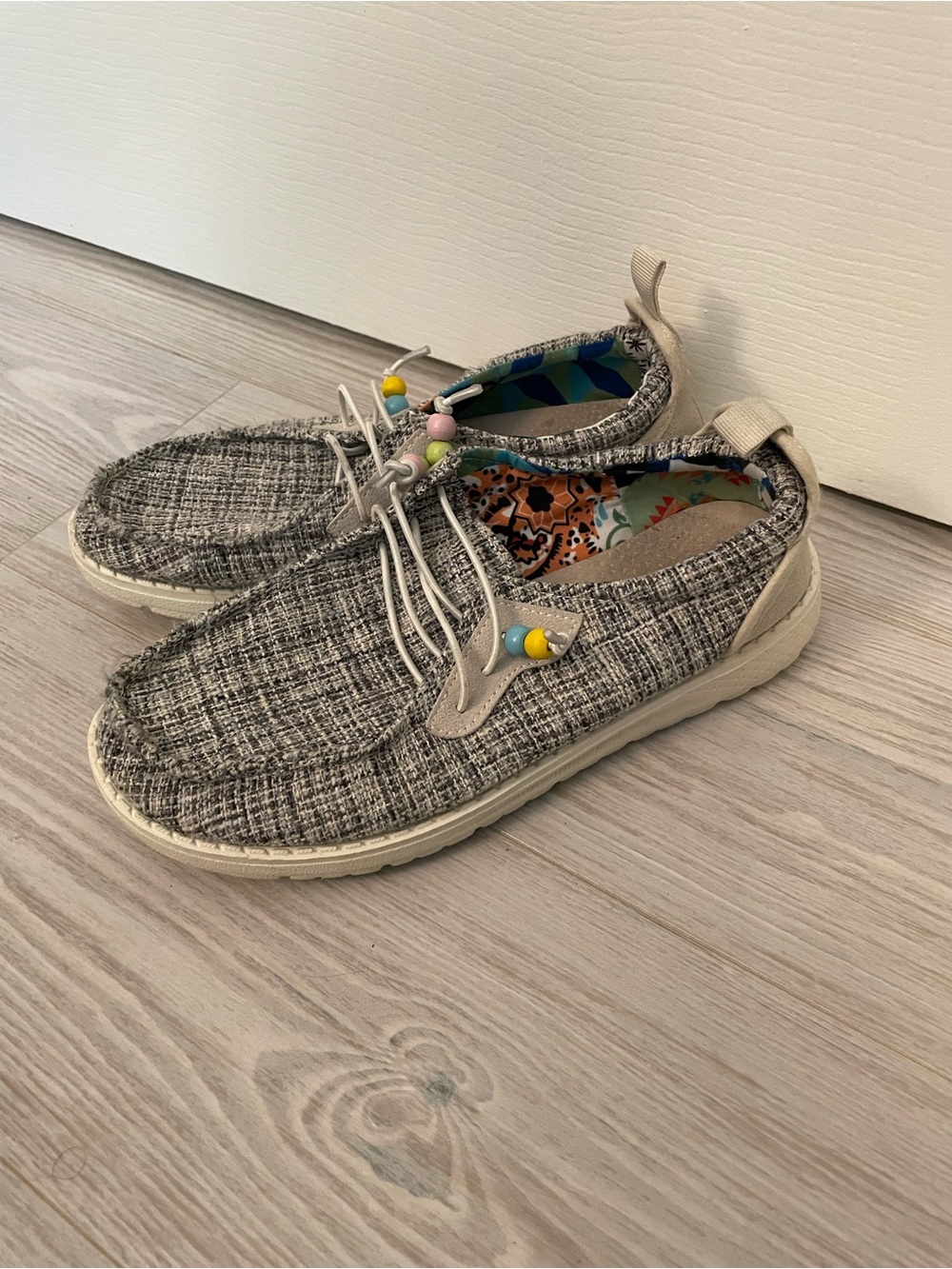Lightweight Gray Slip-On Loafers with Cream Sole